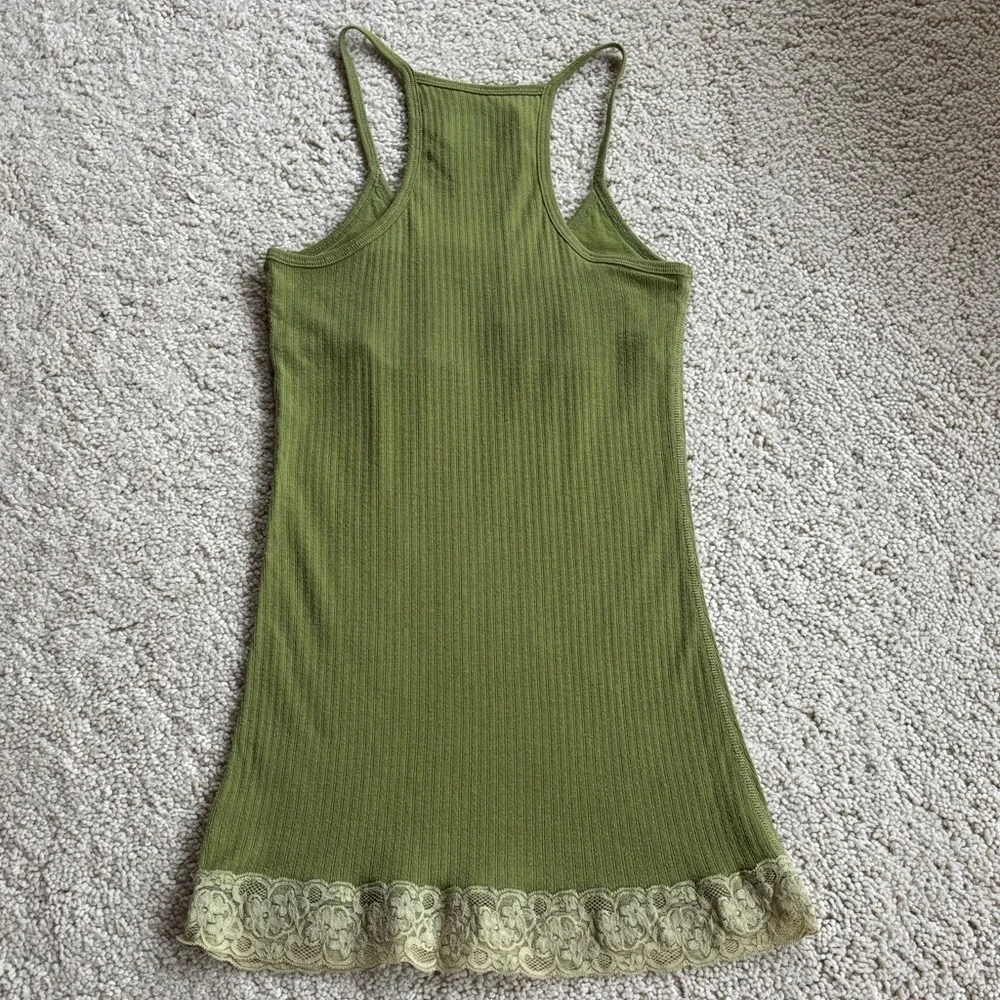 Vintage Abercrombie & Fitch Olive Camisole with Lace Detail - Picture 7 of 7